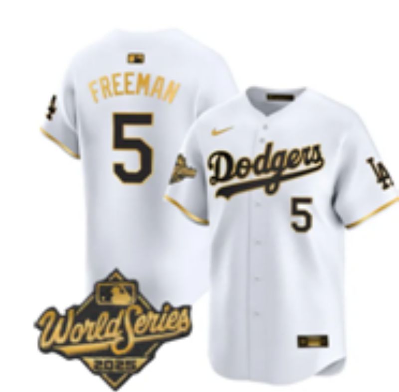 Men Los Angeles Dodgers #5 Freeman White Gold 2026 Nike Game MLB Jersey 001